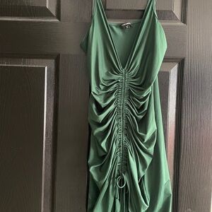 Fashion Nova Green Gathered Mini Dress